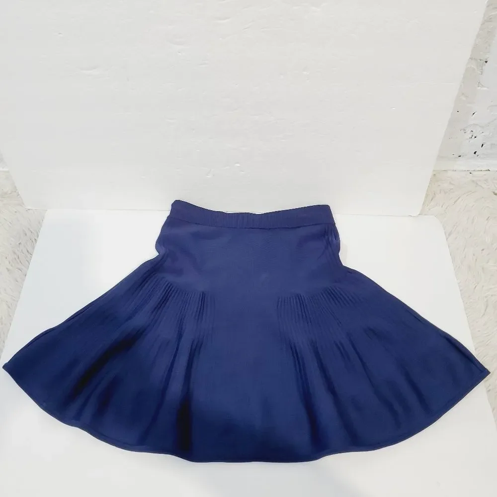 Intermix designer High Waist casual solid blue knit skirt size small - Picture 9 of 10
